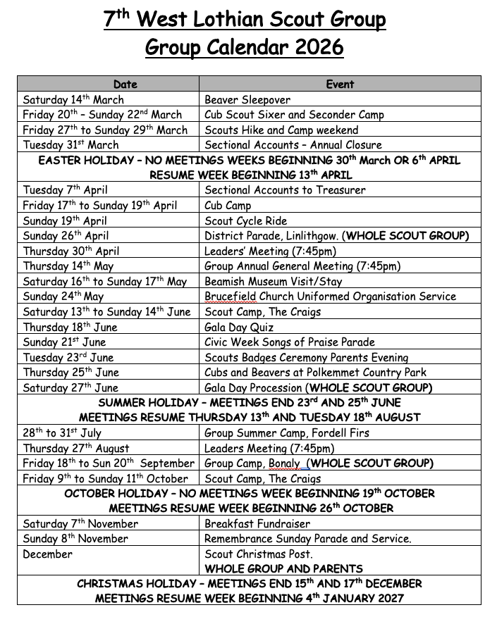 The 2026 Group Calendar